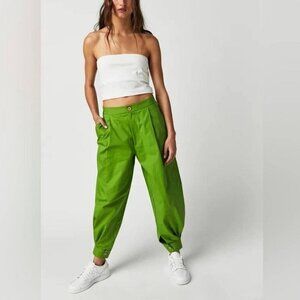 New Free People Lucia Green Cropped Harem Pants Trousers Size 4